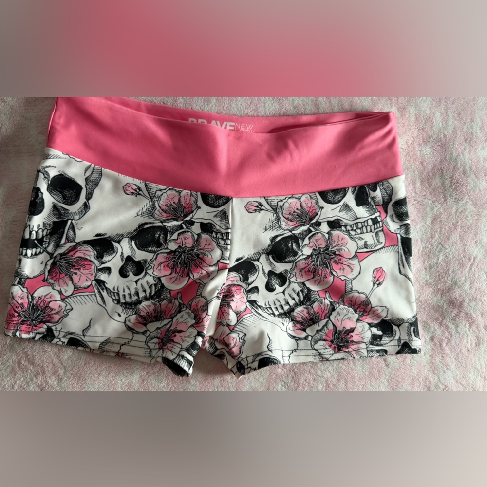 New Look Pink Floral Skull Leggings